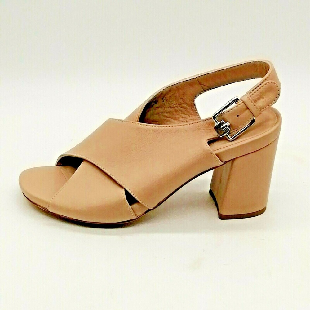 Azura Womens Meklit High Heel Slingback Sandal Cushioned Beige EUR 36 NEW